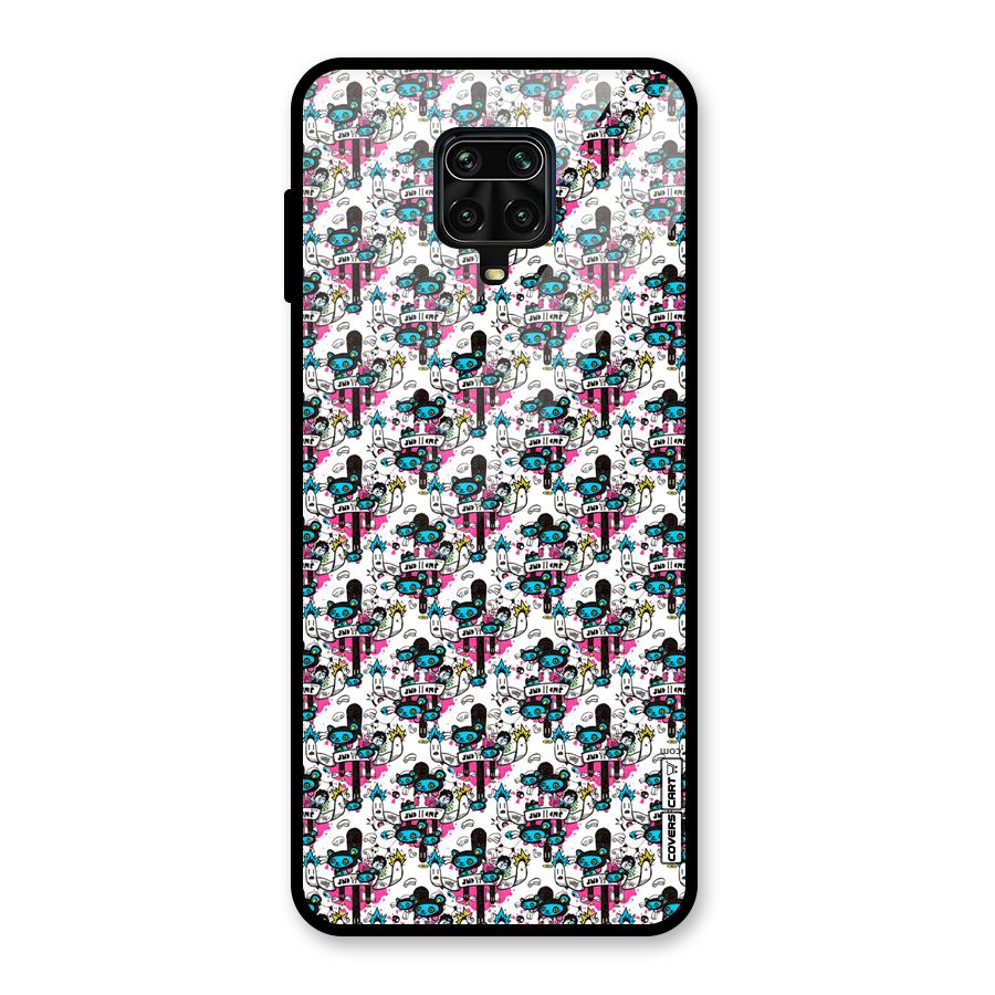 Blue Pink Pattern Glass Back Case for Redmi Note 9 Pro