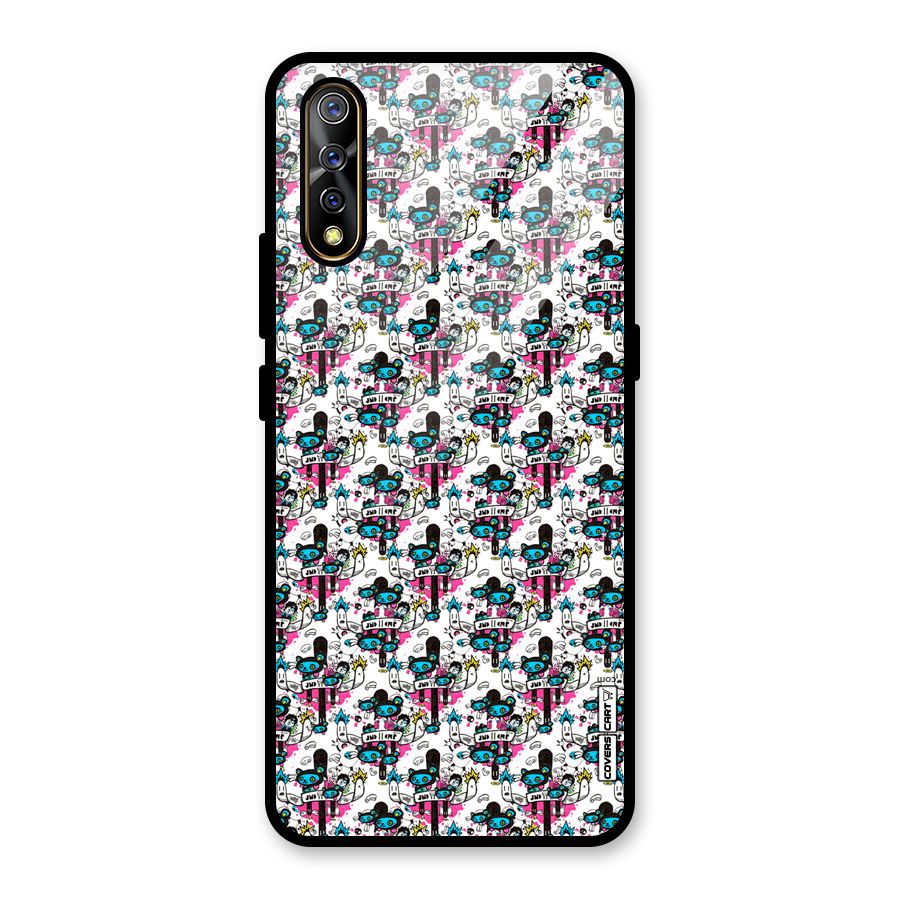 Blue Pink Pattern Glass Back Case for Vivo S1