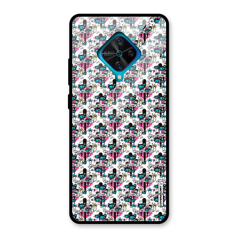Blue Pink Pattern Glass Back Case for Vivo S1 Pro