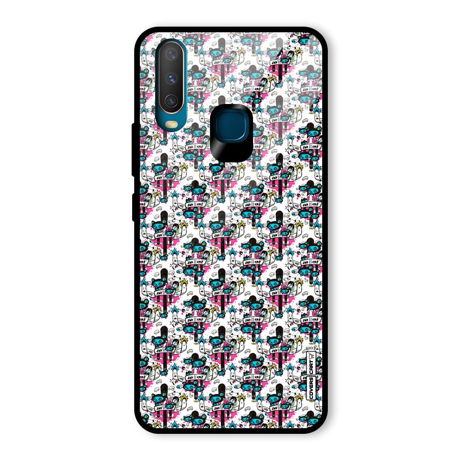 Blue Pink Pattern Glass Back Case for Vivo U10