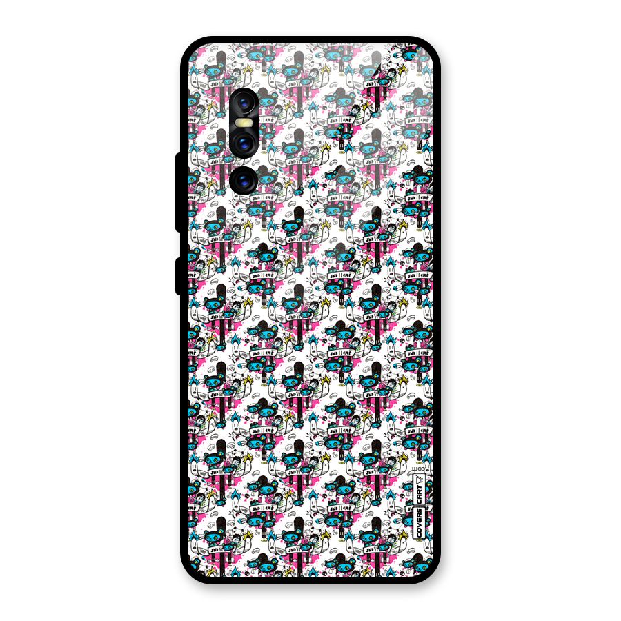 Blue Pink Pattern Glass Back Case for Vivo V15 Pro