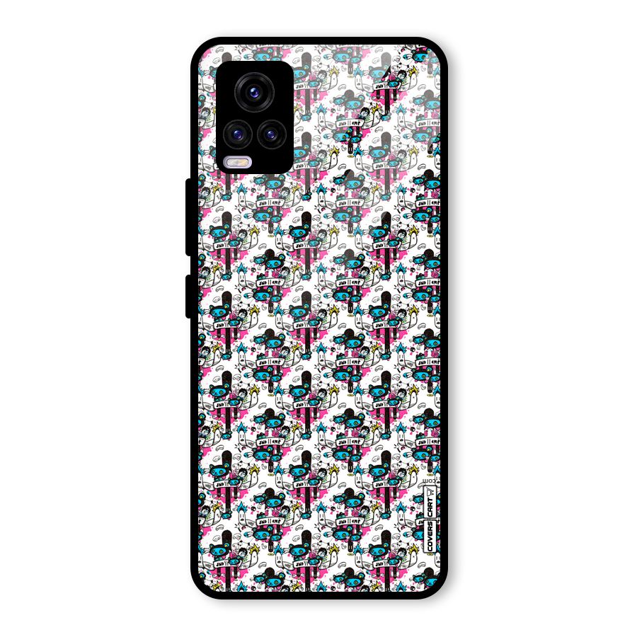 Blue Pink Pattern Glass Back Case for Vivo V20