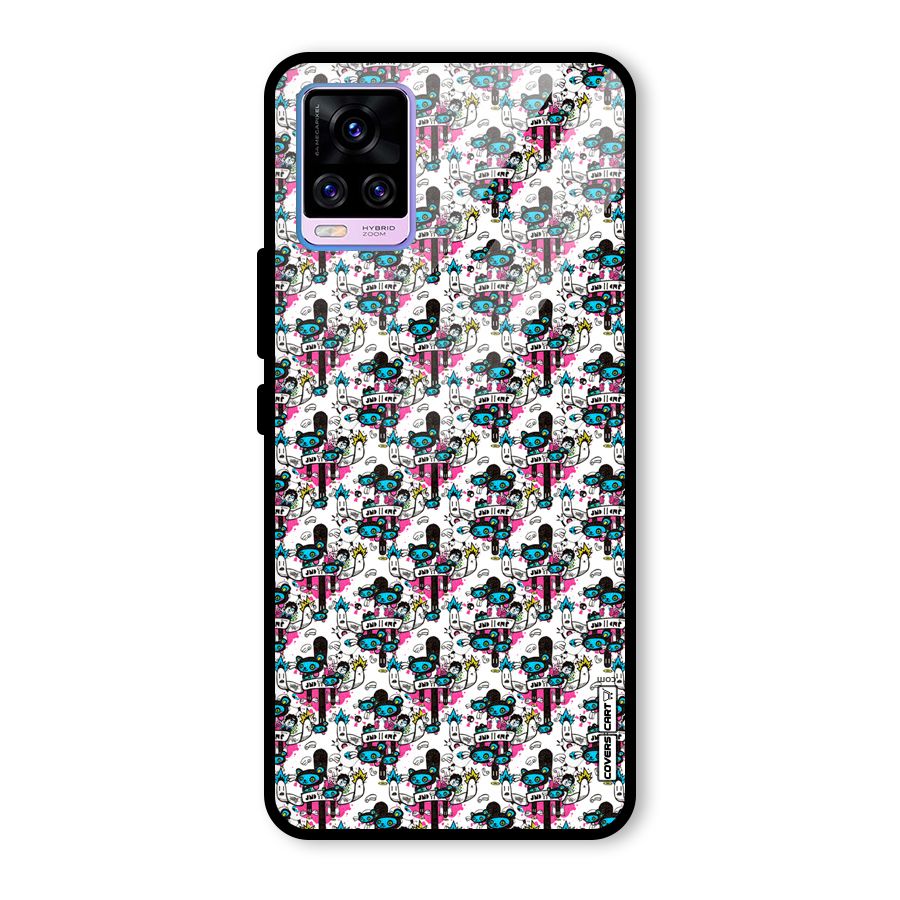 Blue Pink Pattern Glass Back Case for Vivo V20 Pro
