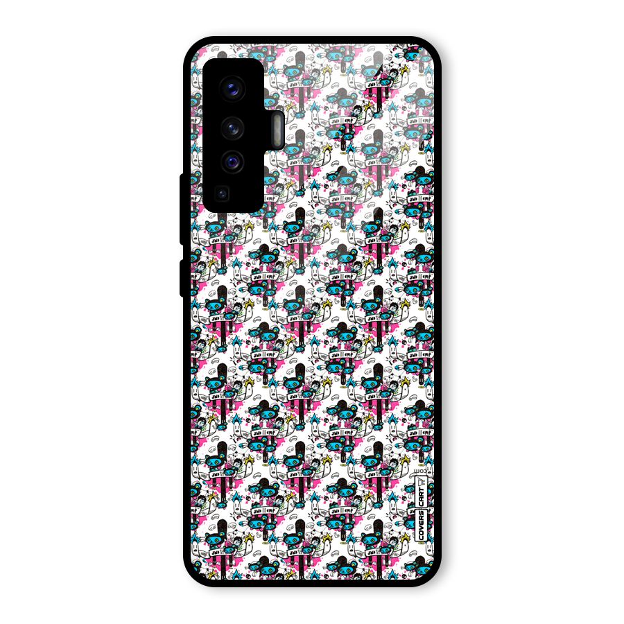 Blue Pink Pattern Glass Back Case for Vivo X50