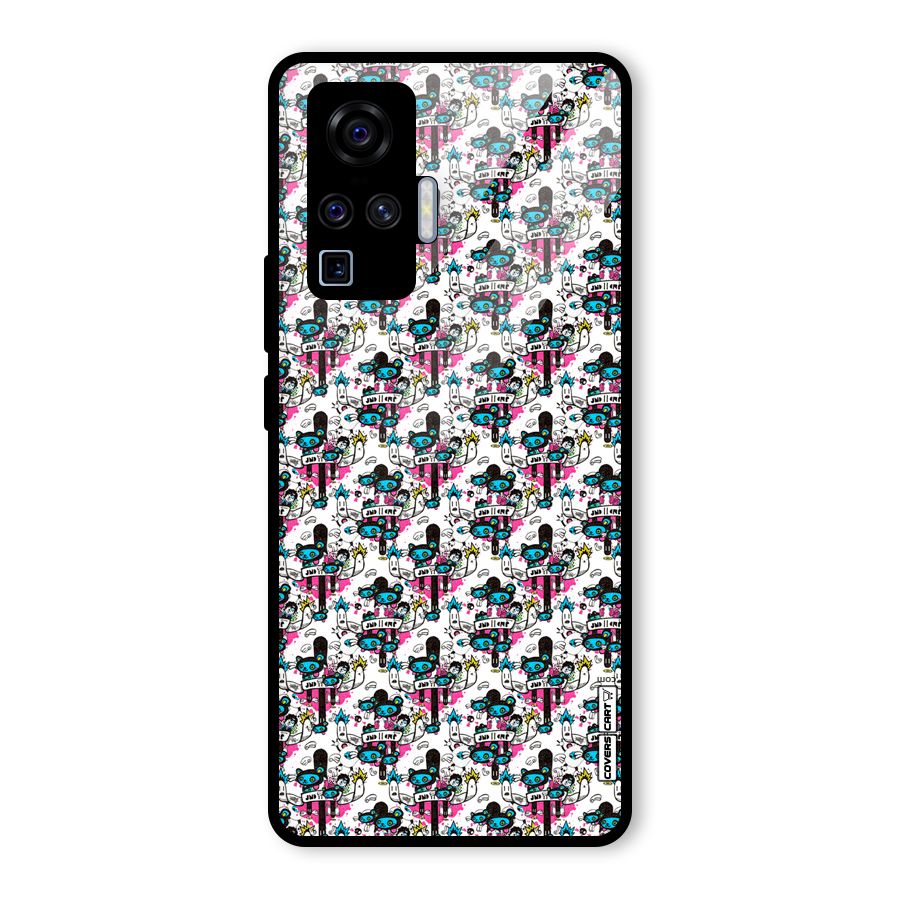 Blue Pink Pattern Glass Back Case for Vivo X50 Pro
