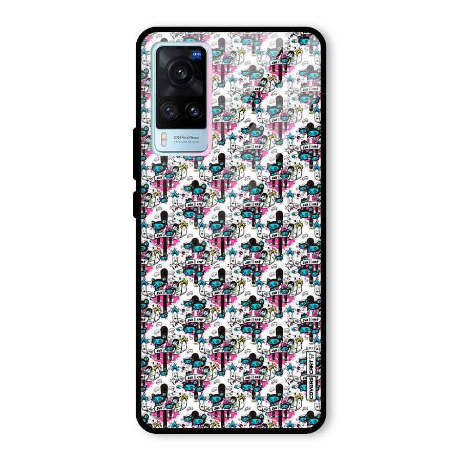 Blue Pink Pattern Glass Back Case for Vivo X60