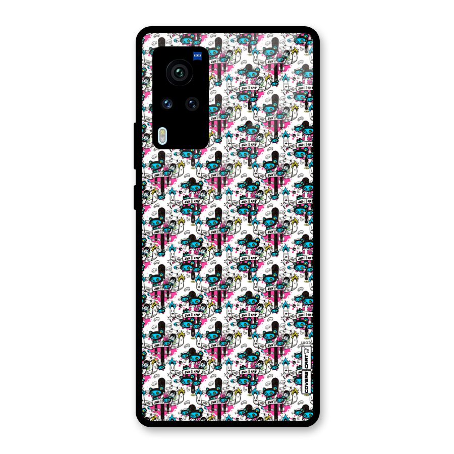 Blue Pink Pattern Glass Back Case for Vivo X60 Pro