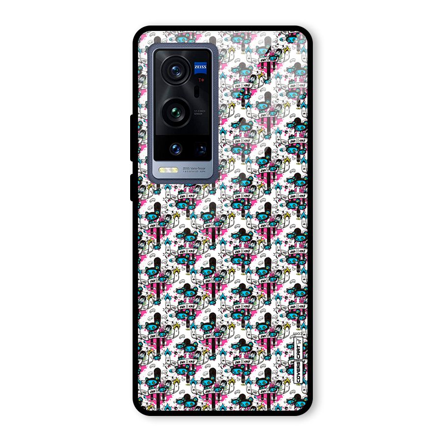 Blue Pink Pattern Glass Back Case for Vivo X60 Pro Plus