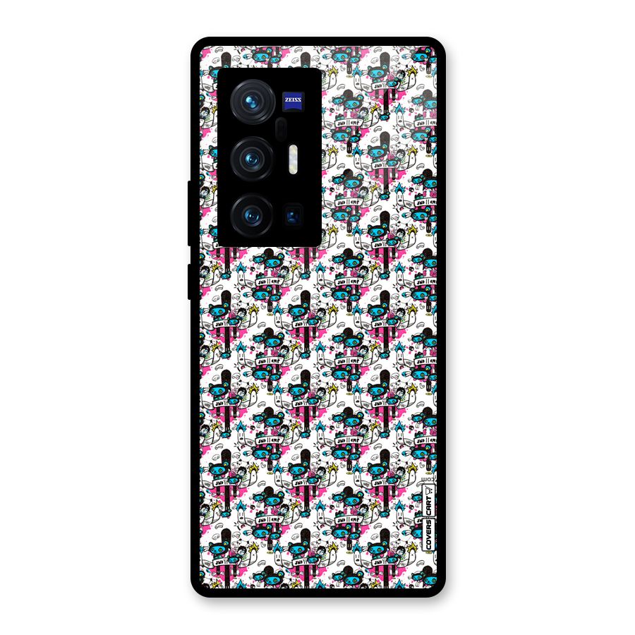 Blue Pink Pattern Glass Back Case for Vivo X70 Pro Plus