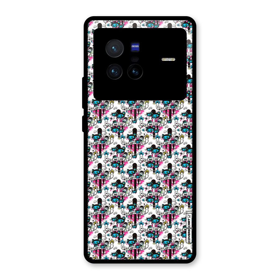 Blue Pink Pattern Glass Back Case for Vivo X80