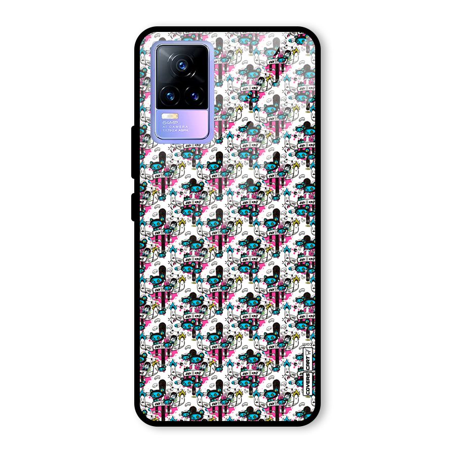 Blue Pink Pattern Glass Back Case for Vivo Y73