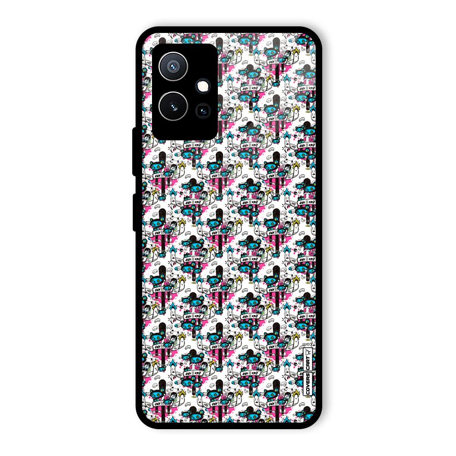 Blue Pink Pattern Glass Back Case for Vivo Y75 5G
