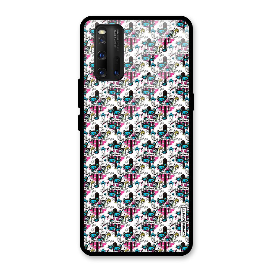 Blue Pink Pattern Glass Back Case for Vivo iQOO 3