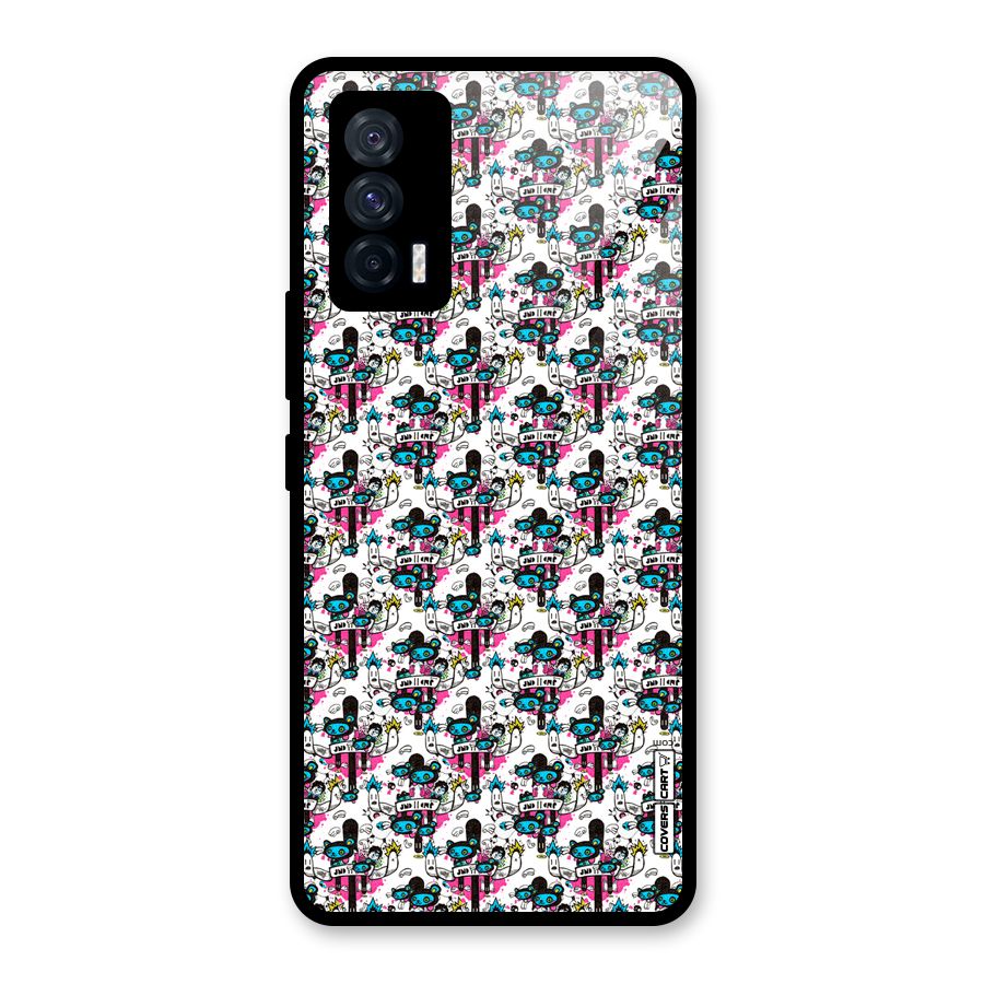 Blue Pink Pattern Glass Back Case for Vivo iQOO 7 5G