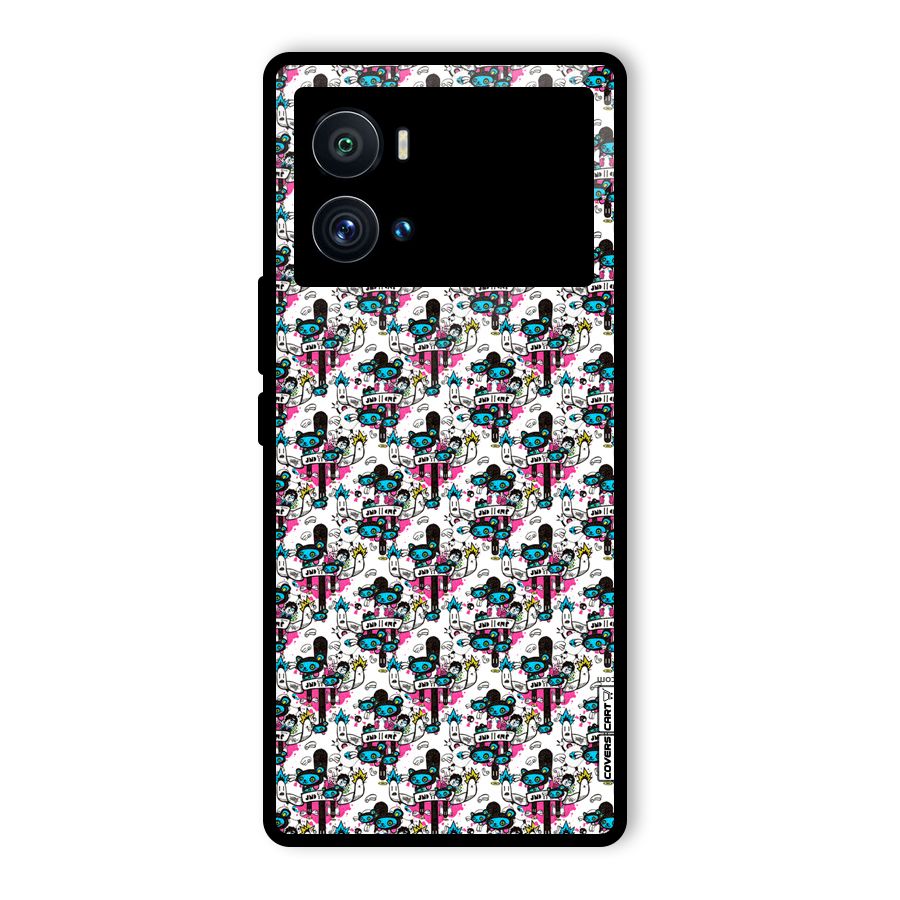 Blue Pink Pattern Glass Back Case for Vivo iQOO 9 Pro