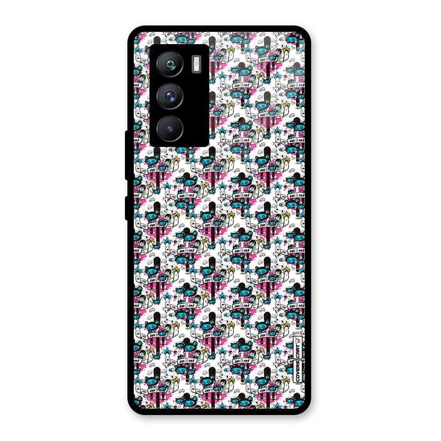 Blue Pink Pattern Glass Back Case for Vivo iQOO 9 SE