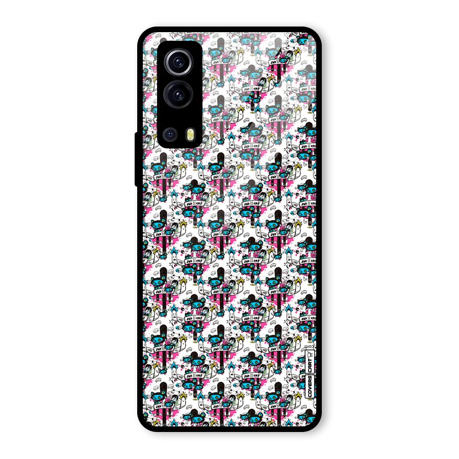Blue Pink Pattern Glass Back Case for Vivo iQOO Z3