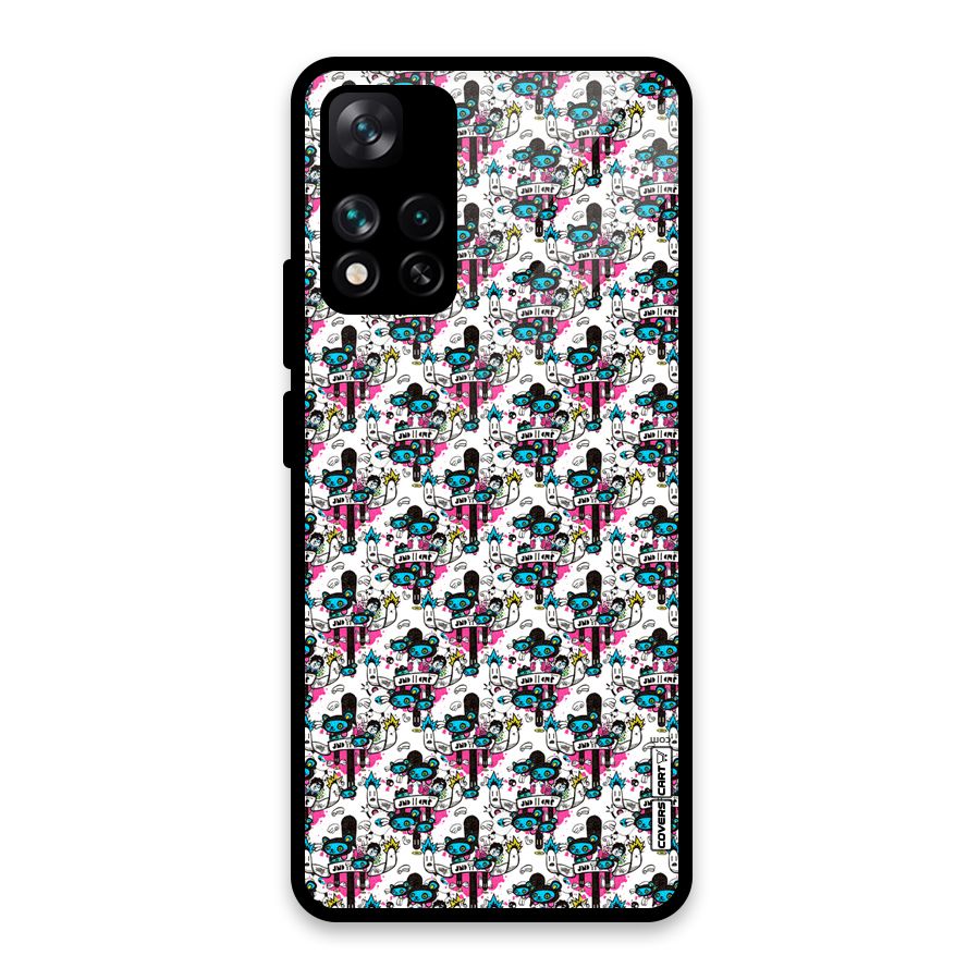Blue Pink Pattern Glass Back Case for Xiaomi 11i HyperCharge 5G
