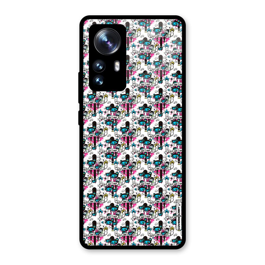 Blue Pink Pattern Glass Back Case for Xiaomi 12 Pro