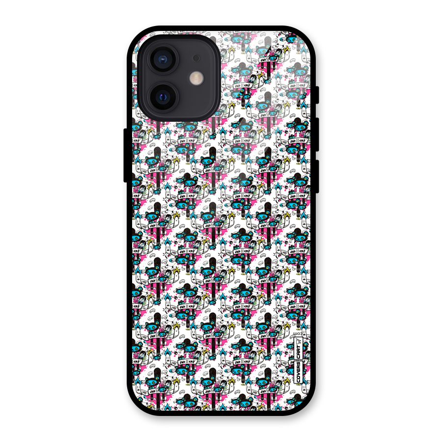 Blue Pink Pattern Glass Back Case for iPhone 12