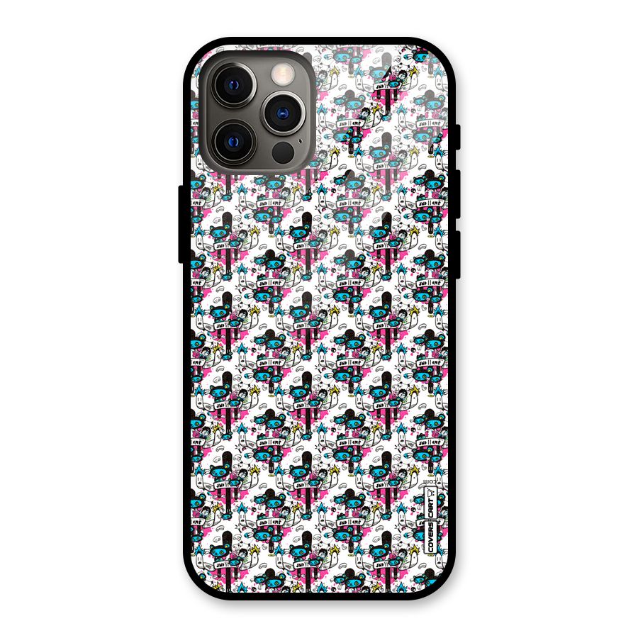 Blue Pink Pattern Glass Back Case for iPhone 12 Pro