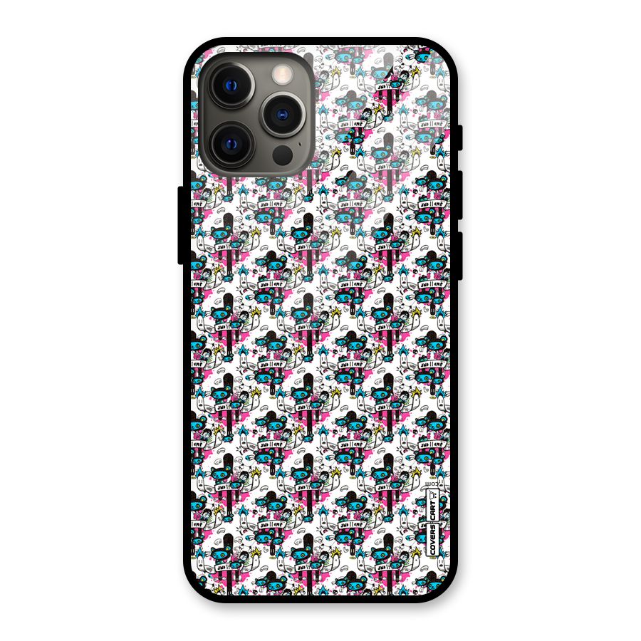 Blue Pink Pattern Glass Back Case for iPhone 12 Pro Max