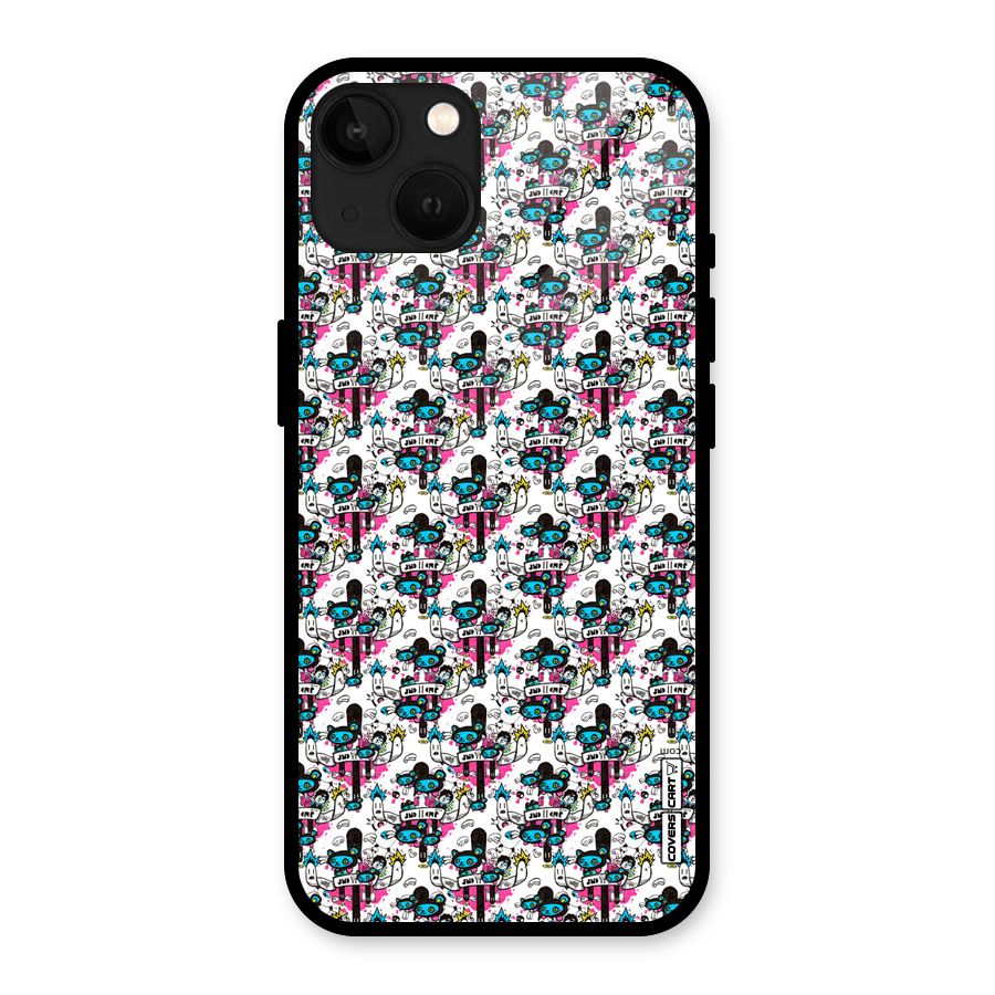 Blue Pink Pattern Glass Back Case for iPhone 13