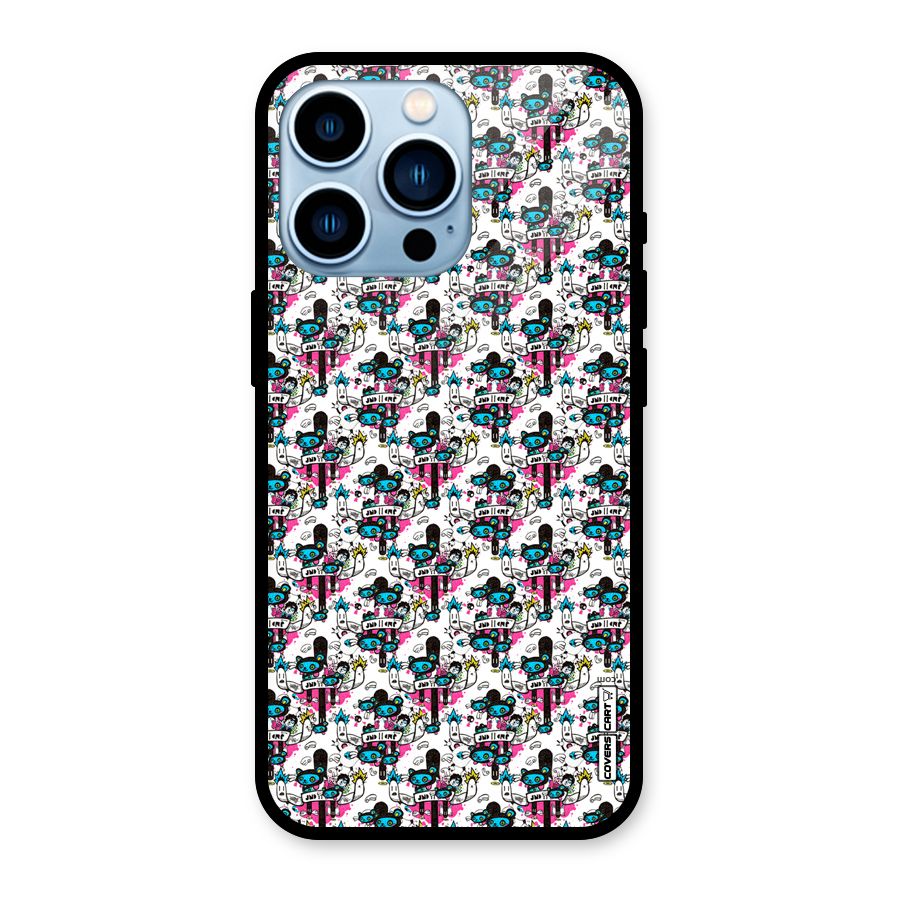 Blue Pink Pattern Glass Back Case for iPhone 13 Pro
