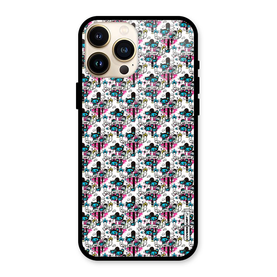 Blue Pink Pattern Glass Back Case for iPhone 13 Pro Max