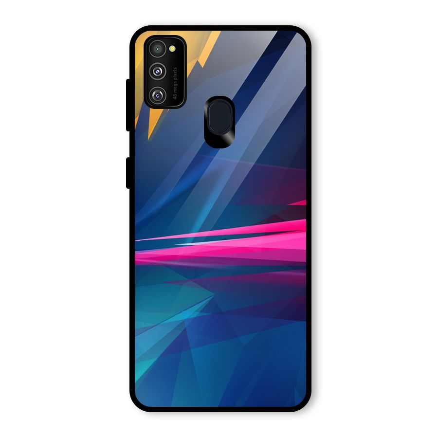 Blue Red Abstract Glass Back Case for Galaxy M21