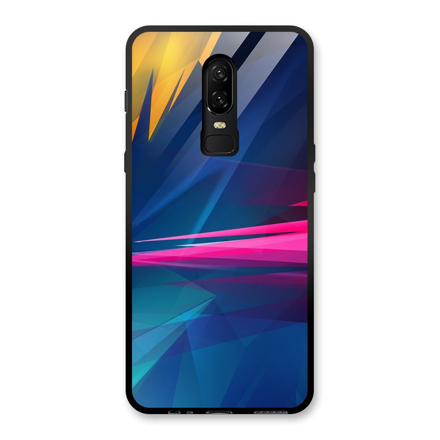 Blue Red Abstract Glass Back Case for OnePlus 6