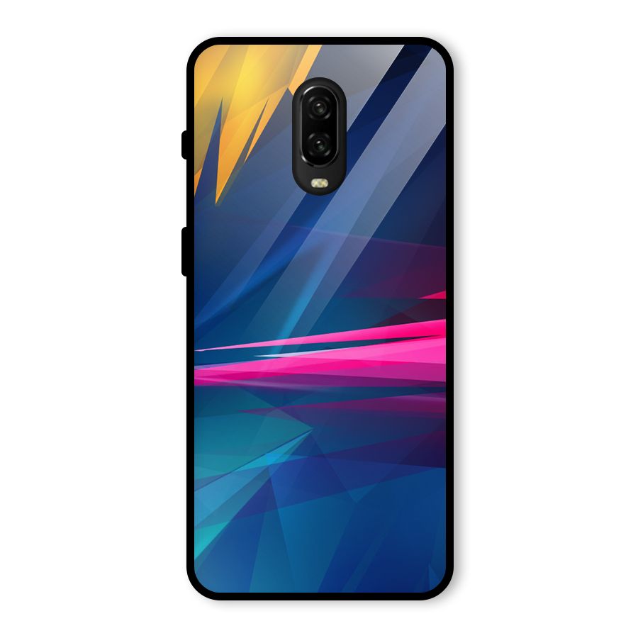 Blue Red Abstract Glass Back Case for OnePlus 6T