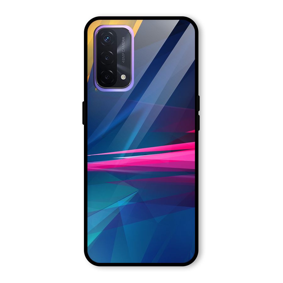 Blue Red Abstract Glass Back Case for Oppo A74 5G