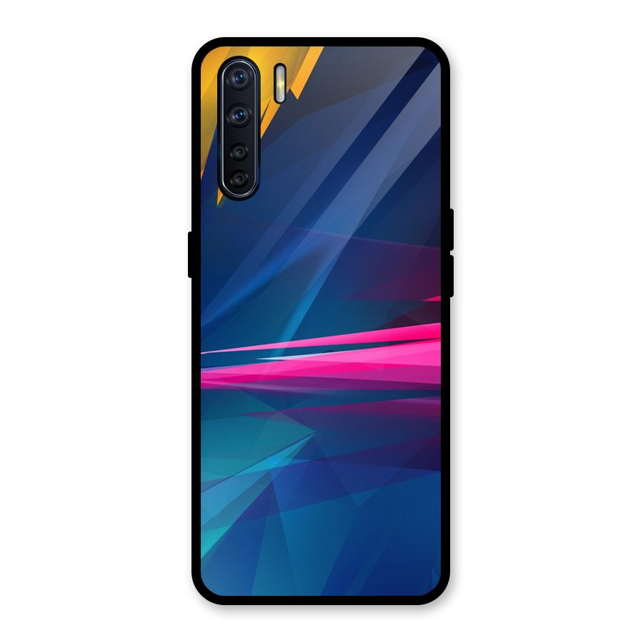 Blue Red Abstract Glass Back Case for Oppo F15