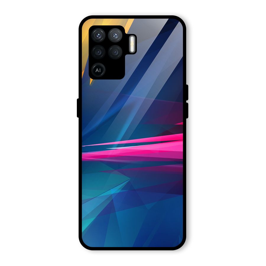 Blue Red Abstract Glass Back Case for Oppo F19 Pro