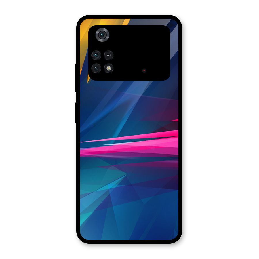 Blue Red Abstract Glass Back Case for Poco M4 Pro 4G