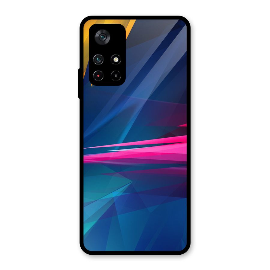 Blue Red Abstract Glass Back Case for Poco M4 Pro 5G