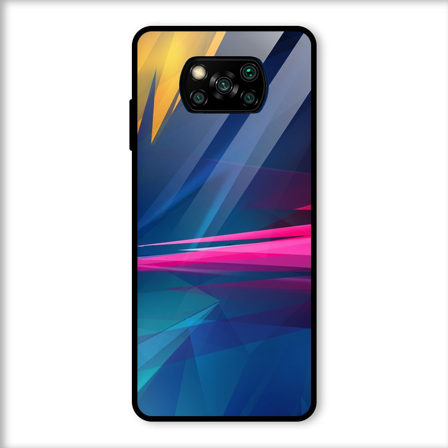 Blue Red Abstract Glass Back Case for Poco X3