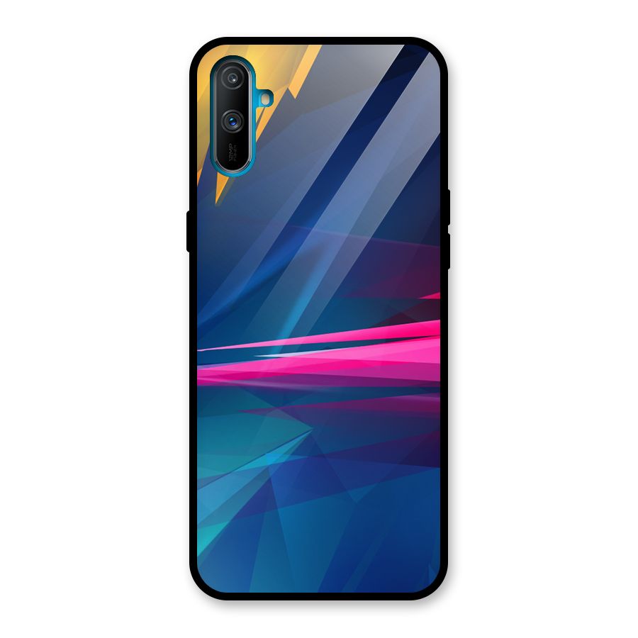 Blue Red Abstract Glass Back Case for Realme C3