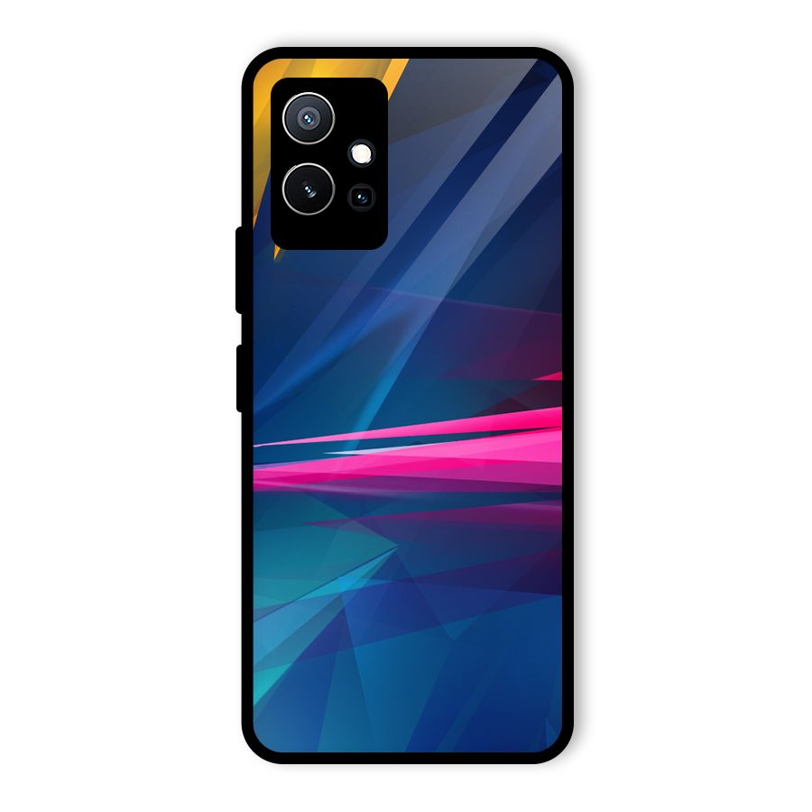 Blue Red Abstract Glass Back Case for Vivo T1 5G