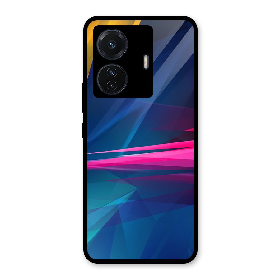 Blue Red Abstract Glass Back Case for Vivo T1 Pro