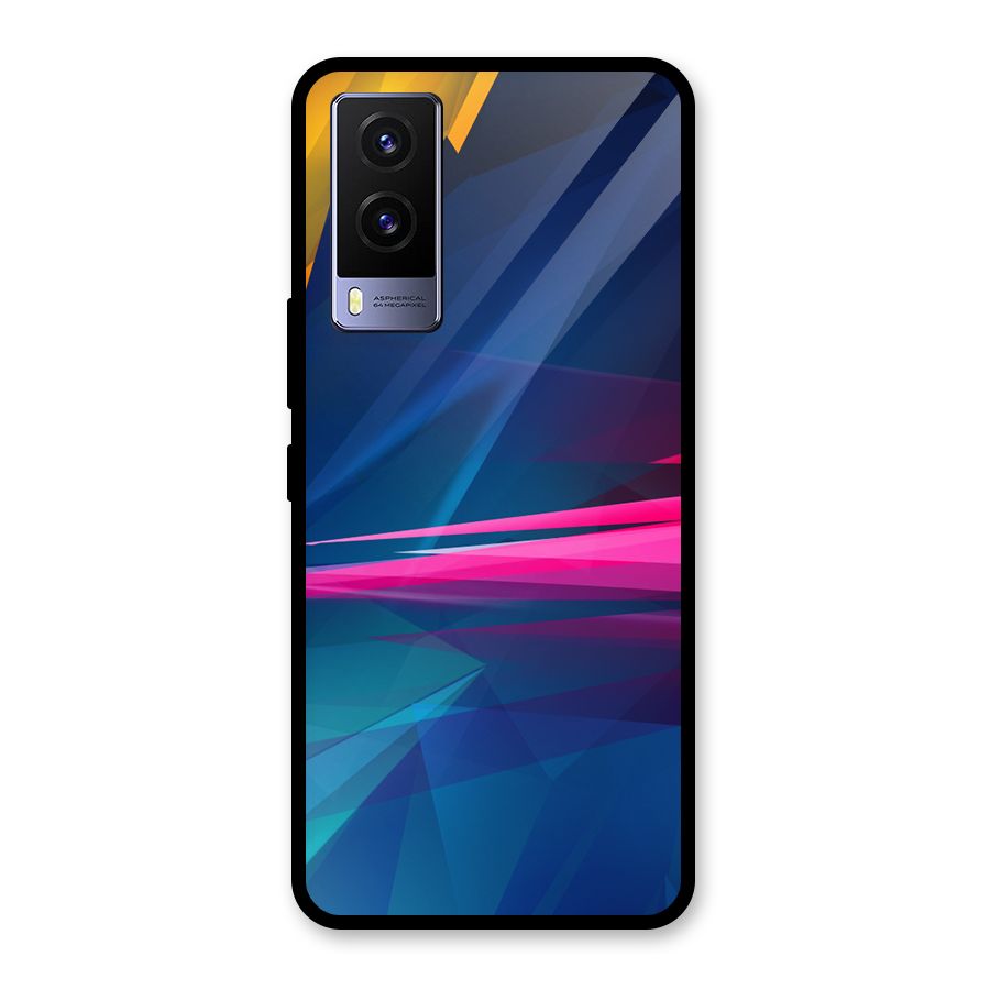 Blue Red Abstract Glass Back Case for Vivo V21e 5G
