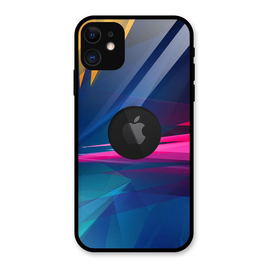 Blue Red Abstract Glass Back Case for iPhone 11 Logo Cut