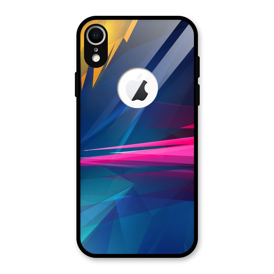 Blue Red Abstract Glass Back Case for iPhone XR Logo Cut