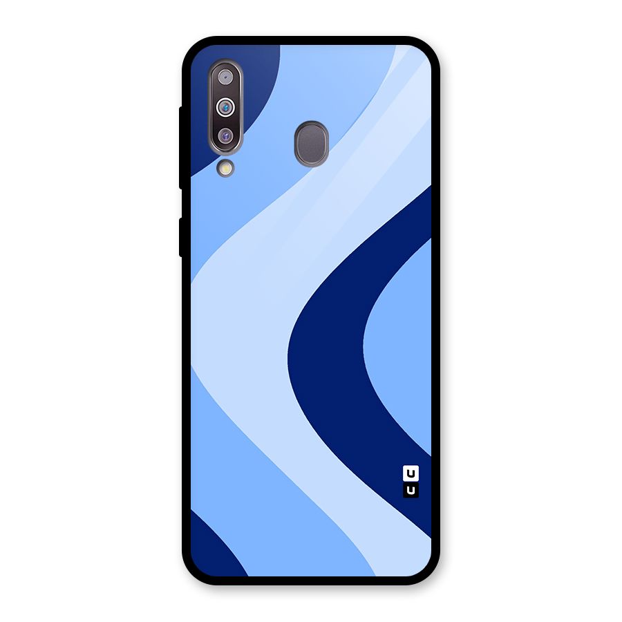 Blue Shade Curves Glass Back Case for Galaxy M30