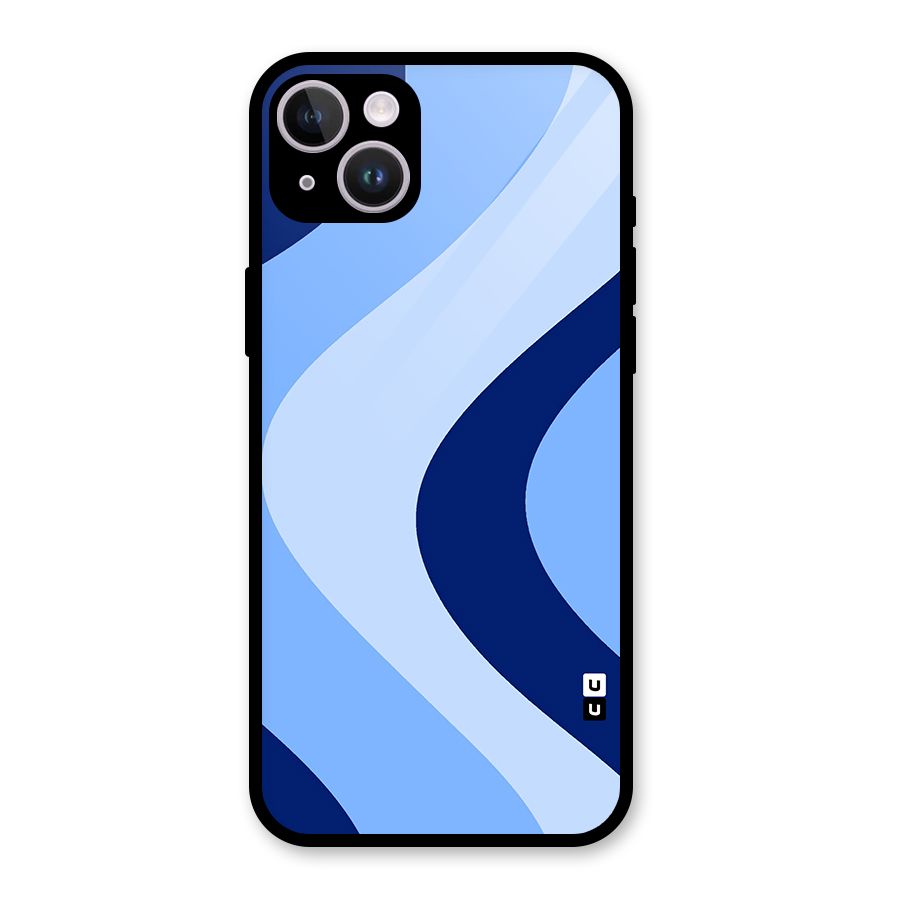 Blue Shade Curves Glass Back Case for iPhone 14 Plus