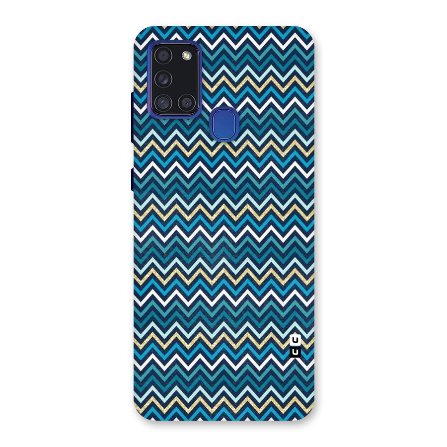 Blue Shades Chevron Pattern Back Case for Galaxy A21s
