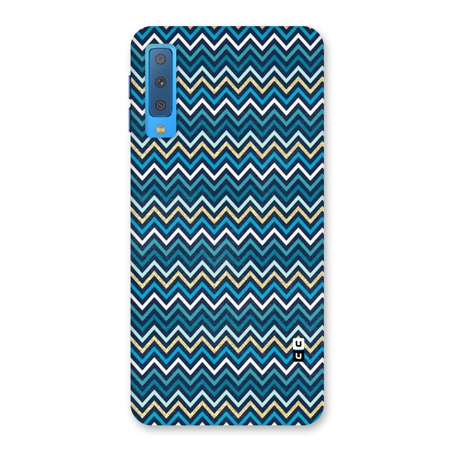 Blue Shades Chevron Pattern Back Case for Galaxy A7 (2018)