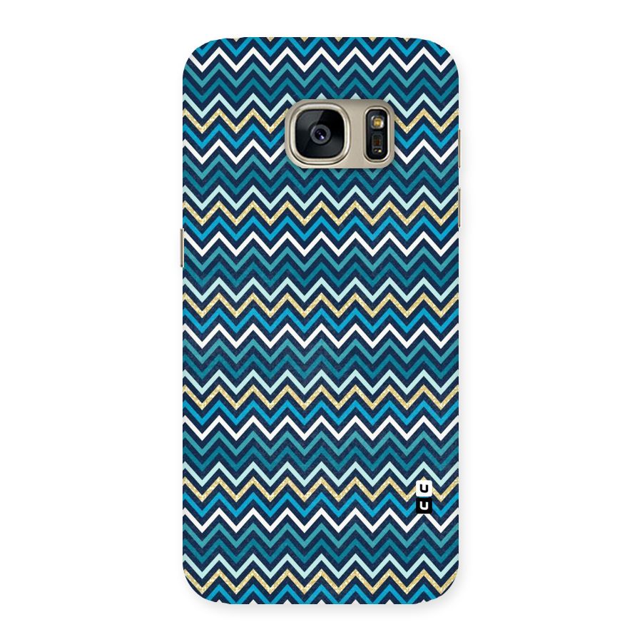 Blue Shades Chevron Pattern Back Case for Galaxy S7