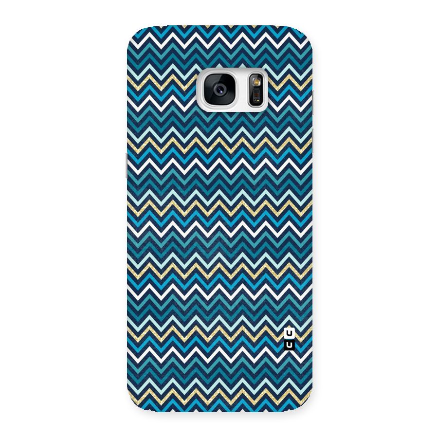 Blue Shades Chevron Pattern Back Case for Galaxy S7 Edge